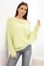 Women's viscose asymmetric batwing sweater pistachio