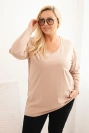 Plus Size women's blouse with a V-neck and long sleeves fango