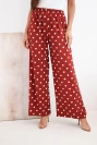 Damenhose weit mit Punkten mit Gummibund im Bund für den Sommer rostrot