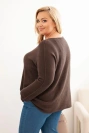 Plus size women's sweater with a boat neckline brown