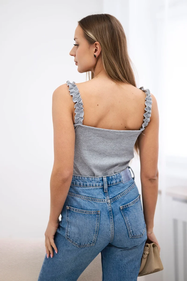 Body blúzka na ramenných popruhoch Šedá