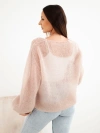 Women's sweater made of 70% kid mohair with a V-neck in a loose fit beige