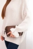 Women's sweater with a blend of mohair and wool in a loose fit beige