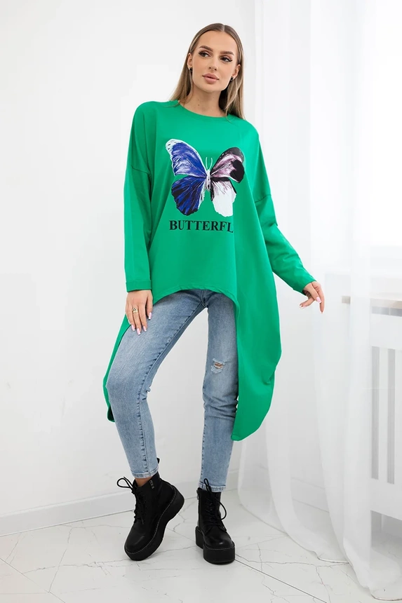 Blouse with print oversize light green