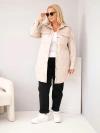 Plus Size quilted women's jacket with collar and pockets dark beige