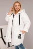 Women's Plus Size quilted jacket with a hood and the inscription HOPE white