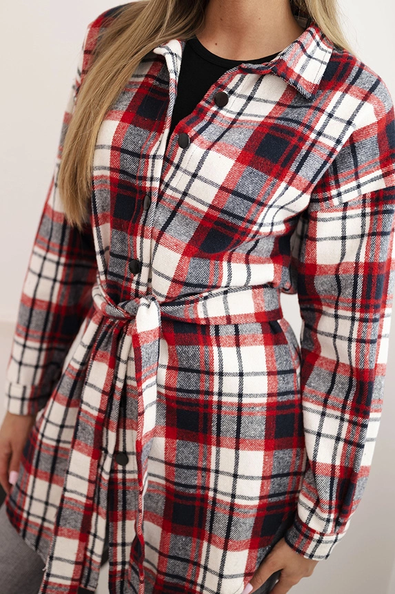 Women's flannel checkered shirt with long sleeves red