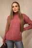 Sweater with decorative frill dark pink