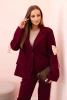 Damenanzug mit Viskose – Blazer mit Revers und Hose mit Paspel pflaumenfarben