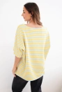 Women's cotton striped short-sleeved blouse yellow