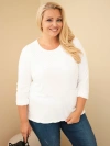 Damen Baumwollpullover Plus Size mit Spitzeneinsatz und Tasche ecru