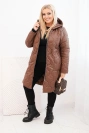 Damenjacke Plus Size Winter Steppjacke mit Kapuze schokoladenfarben