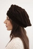 Women's winter wool hat in a loose fit with decorative weave K378 brown