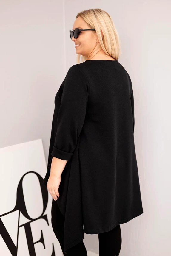 Dámska tunika Plus Size bavlnená s asymetrickým strihom čierna