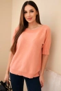 Damenpullover aus Viskose mit kurzen Ärmeln dunkel apricot
