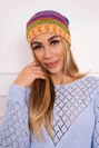 Cap with fleece Krystyna K207 cornflower + orange
