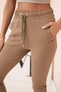 Damen Baumwoll Cargo-Hosen mit Taschen und Kette beige