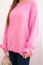 Women's sweater with a blend of mohair and wool in a loose fit pink