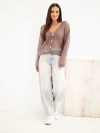 Women's sweater made of 80% mohair openwork fastened with buttons fango color