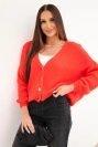 Women's sweater with V-neck and buttons red