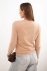 Women's alpaca sweater with a round neckline camel