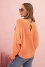Moteriška megztinis iš moherio su raukšlėtomis rankovėmis ir išpjova nugaroje oranžinis