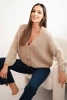 Women's sweater with a V-neck and buttons camel