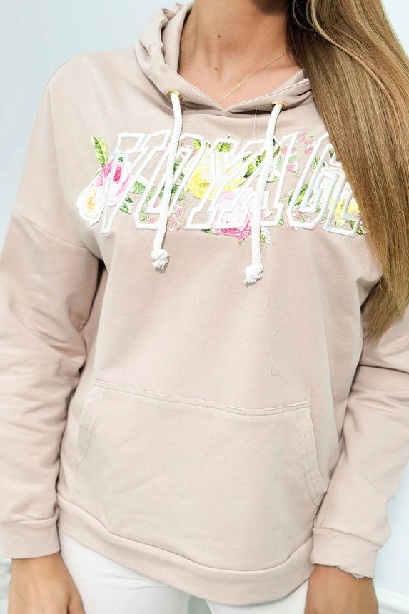 Sweatshirt mit Voyage-Aufschrift beige