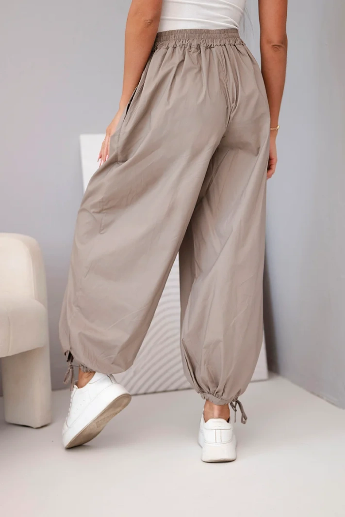 Damen Baumwollhose mit Gummibund und Bindung unten fango