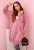 Isoliertes Damen-Sweatshirt mit Kapuze und Reißverschluss dunkelrosa
