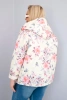 Plus Size women's spring quilted jacket with a hood and floral pattern yellow