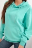 Women's looped cotton hoodie with a kangaroo pocket mint