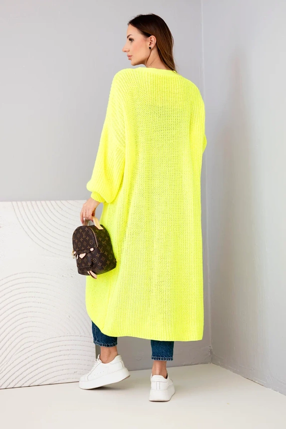 Pullover lange Strickjacke gelb neon