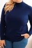 Moteriškas džemperis Plus Size iš viskozės su golfo apykakle mėlynas