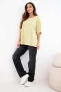 Women's cotton striped short-sleeved blouse yellow