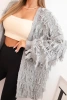 Dámský cardigan s třásněmi a volným střihem šedý