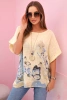 Women's cotton shirt with butterflies and flowers yellow