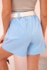 Women's high-waisted shorts with a belt blue