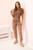 Women's high-waisted cargo pants camel
