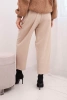 Damenhose mit hohem Bund und Falten beige