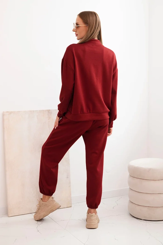 Women's butter-soft viscose set with a zip-up hoodie and pants burgundy