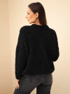 Dámský svetr s mohair se zdobnými knoflíky černý