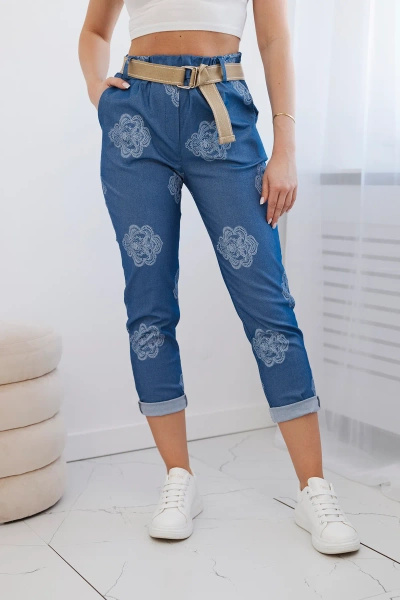 Spodnie wiskozowe z nadrukiem jeansowe
