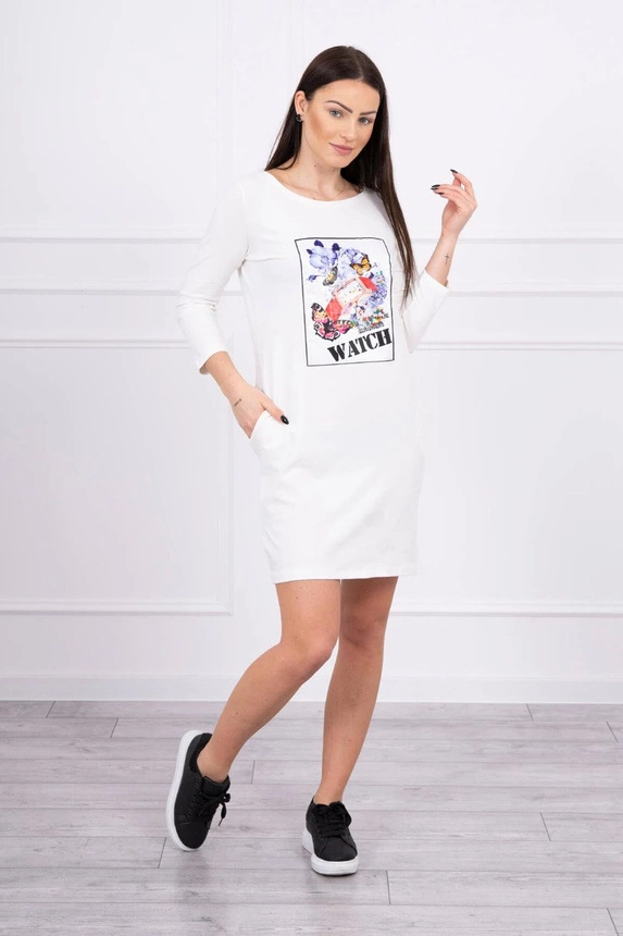 Dress with graphics 3D Watch ecru