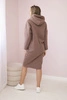 Dress with a hood and a slit on the side mocca 