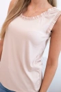 Damenbluse aus Viskose mit Rüschen am Ausschnitt beige