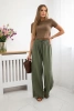 Musselin-Hose mit weitem Bein khaki