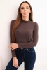 Women's cashmere turtleneck long sleeve blouse brown