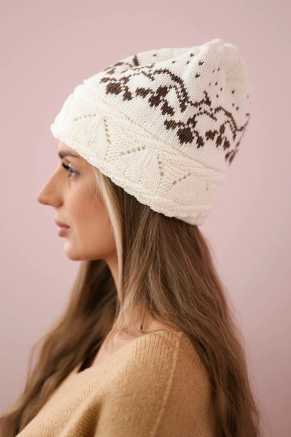 Women's cap Kira K374 ecru+brown