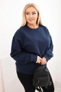 Dámská mikina Plus Size bavlněná basic s kulatým výstřihem modrá